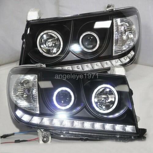 For Toyota Land Cruiser LC100 2006-2007 FZJ100 UZJ100 4500 4700 LED Angel Eyes Lamps Headlights Black