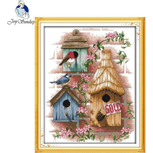 Joy Sunday Free Shipping Cross Stitch Kit Cartoon 14ct 11ct Print Canvas Stitching Embroidery DIY Handmade Needlework Log Cabin