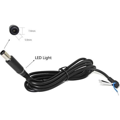 1.5M 7.4 x 5.0 mm Power DC Jack Charger Adapter Plug Cord Connector Cable Power Supply Cable with LED Light for Dell Laptop