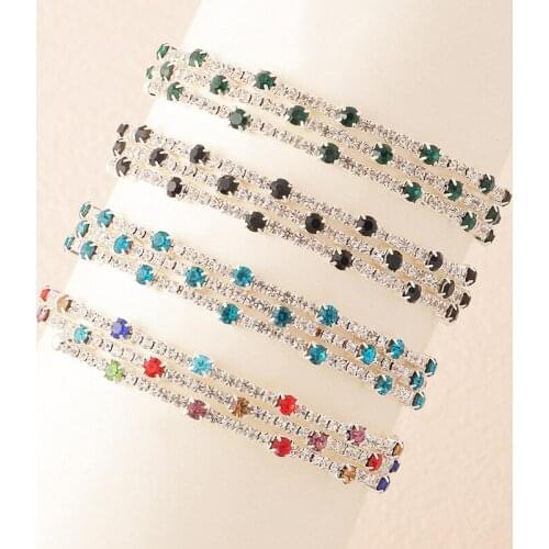 Multi-layer Shiny Rhinestone Elastic Bangles For Women Girls Elegant Bracelets Bridal Jewelry Chain On Hand Bracelet Accessories