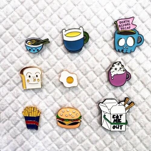 Fashion Enamel Lapel Cartoon Pins Drink Food Mix Brooches Badges Backpack Cute Pin Gifts For Friends Wholesale Jewelry