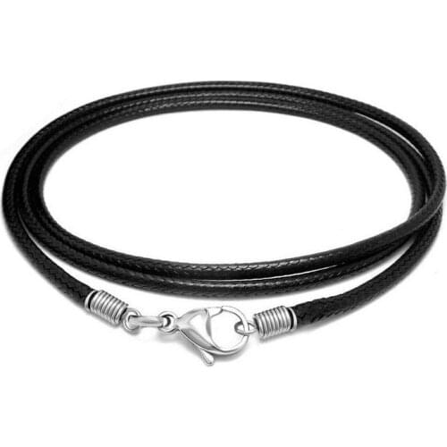 MONLA Simple black braided flax wax rope necklace Korean mens fashion mens necklace