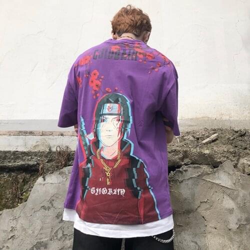 2019New street cartoon hip hop trend mens half - sleeved loose-fitting plus-size t-shirts