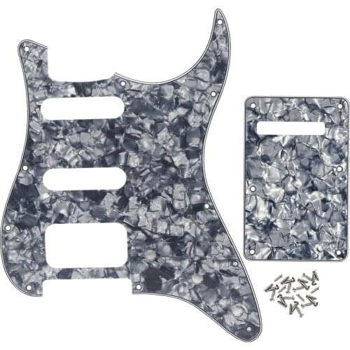 FLEOR Set of 4Ply Grey Pearl SSH Guitar Pickguard Scratch Plate Back Plate Screws for USA/Mexico 11 Hole Strat Guitar Parts