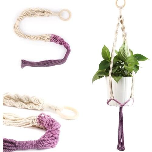 1PC 75cm Knotted Macrame Plant Hanger Vintage Cotton Linen Flower Pot Basket Lifting Rope Pot Holder Garden Tool Hanging Basket