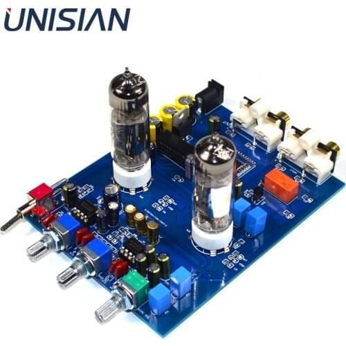UNISIAN Bluetooth 4.2 HIFI Vacuum tube PreAmplifier board 6J5 bile buffer Preamp NE5532 Tone Control Board For Amplifier DC12V