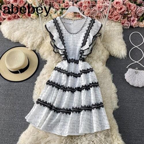 Three-dimensional Flowers Dress Women French Sweet O Neck Sleeveless A-line Dresses Summer Casual Vacation Midi Dress