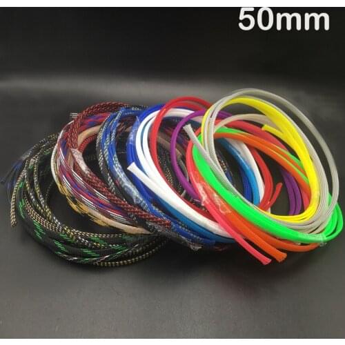 1Meter 50mm Black Blue Red High Density Mesh Guard RC Car Expandable Nylon Snakeskin Braid PET Protect Sheath Wire Cable Sleeve