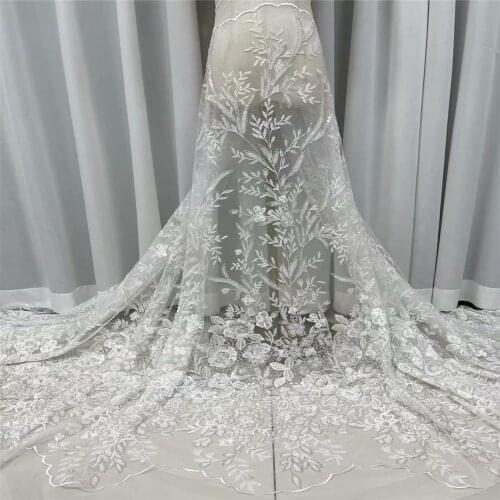 Handmade Lace African French Lace Fabric 2021 High Quality Beaded Ghana Lace For Nigerian Lace Fabrics For Party Dress j67-492