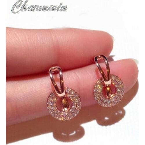 New Fashion Korean Stud Earrings For Women Earrings Exquisite Super Flash Rhinestone Earrings Fashion Jewelry