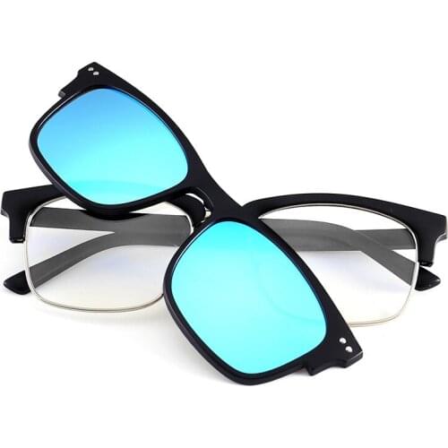 Multi-Clips Eyewear Magnetic Clip On Sunglasses Men Women Polarized TR90 Square Optical Myopia Eyeglass Frame Multicolor clip