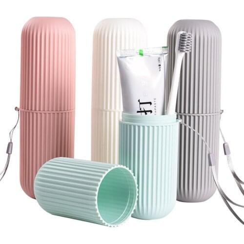 Creative Travel Portable Toothpaste Toothbrush Holder Case Non-Slip Strip Germproof Storage Box Plastic Couple Bathroom Cup