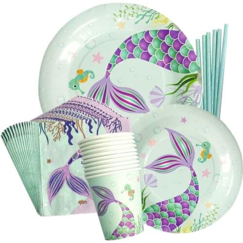 Happy Birthday Mermaid Birthday Party Decoration Little Mermaid Baby Shower Party Decoration