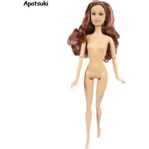 Brown Curls Wave Wig Hair Make Up Doll Head for 1/6 BJD Doll Nude Naked Doll Body Kids Girls Dollhouse DIY Toy Dolls Accessories