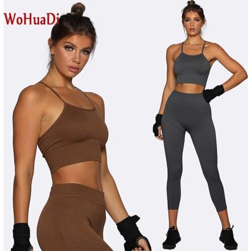 WOHUADI 2021 Womens Sportswear Yoga Suit Female Sport Colthing Gym Wear Fitness High Waist Leggings Workout tracksuits wives