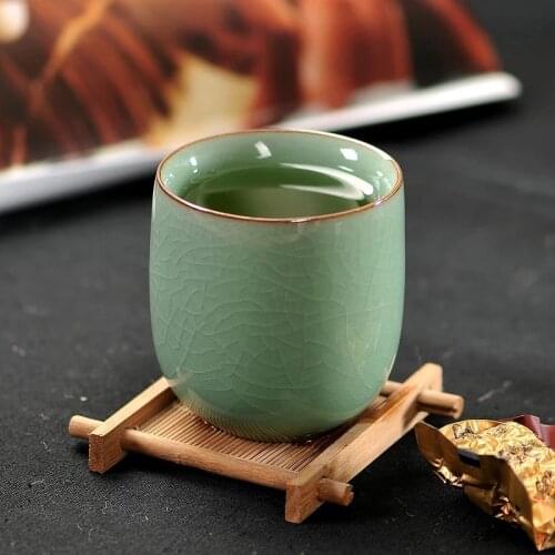 Japanese Longquan Celadon Teacup Kung Fu Tea Set Ceramic Creative Office Water Cup Handmade Porcelain Tea Bowl Gift Drinkware