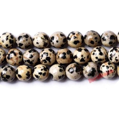 Factory price Natural Stone Dalmation Jaspers Round Beads 16" Strand 4 6 8 10 12MM Pick Size For Jewelry Making