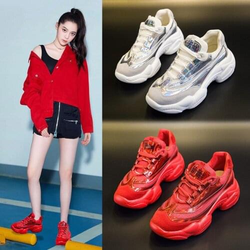 Koovan Womens Sneakers 2020 Autumn New Matte Real Leather Mesh Sports Girls Shoes Female Chinese Red Fashion Shoes For Women