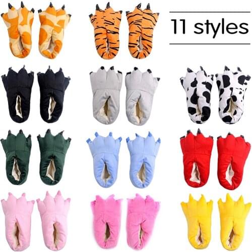 Winter Indoor Floor Slipper Dinosaur Claw Plush Slippers Shoes Plush Home Women Men Monster Foot Slipper Parent-child Shoes 2021