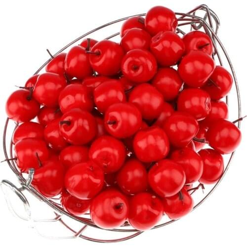 Gresorth 100pcs Artificial Red Apples Fake Fruit Apple Home Party Christmas Tree DIY Decoration Model