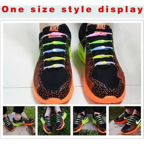 12pcs Fashion Unisex Colorful Tie Shoelaces Elastic Silicone Shoes Laces For Sport Sneaker Accessories