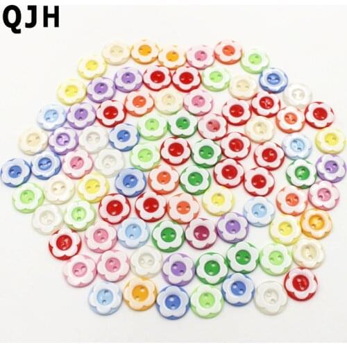 200pcs 2holes 12mm plum flower shape mixed color resin buttons high-end mini baby sewing button DIY scrapbook accessories