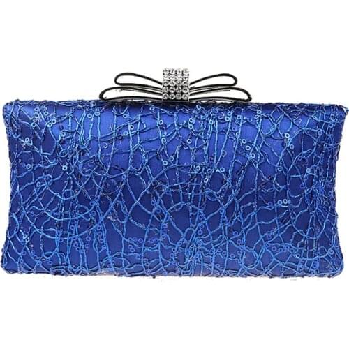 2016 New Arrival Blue Women Banquet Handbag Clutch Party Bridal Evening Bag with Shoulder Chain Makeup Bag Mujer Bolso 4017A