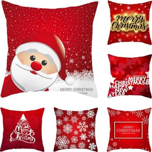 45x45cm Santa Claus Elk Christmas Decorations For Home Office Pillowcase Xmas New Year Ornaments 2022 Cushion Cover