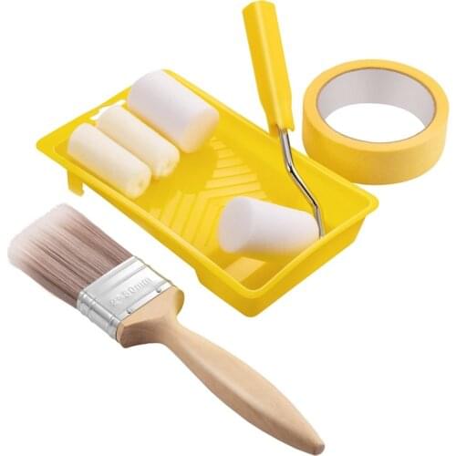 7Pcs Mini Foam Paint Roller Tray Set 2 Inch Small Roller Paint Brush Foam Paint Roller Kit