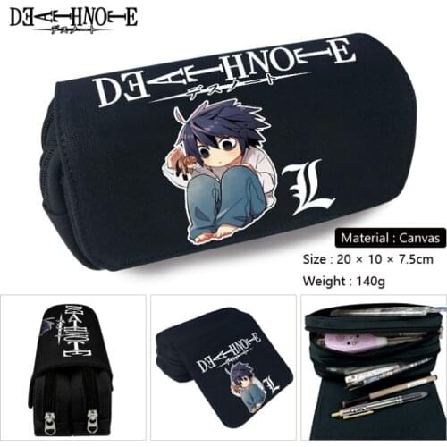 Anime DeathPencil Case Black Cartoon Make up Cosmetic Bag Student Stationery Multi-function flip Bags
