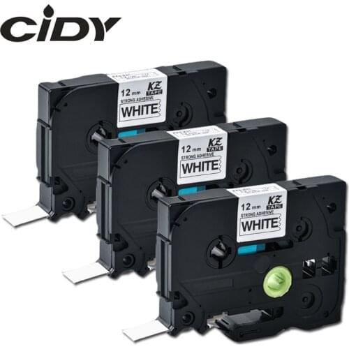 Cidy 3pks TZe S231 TZeS231 TZ-S231 TZ S231 Strong Adhesive Black on White Tze Label Tape Cartridge For Brother P touch TZE-S231