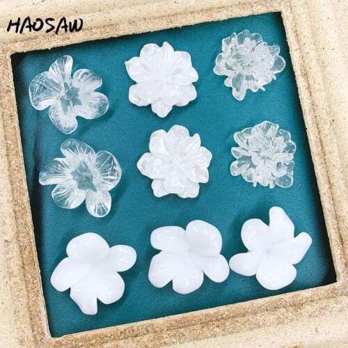 HAOSAW Choose 6Pcs/Lot Different Shapes Flowers/Beautiful/Acrylic Beads/Hand Made/DIY Jewelry Making/Jewelry Accessories