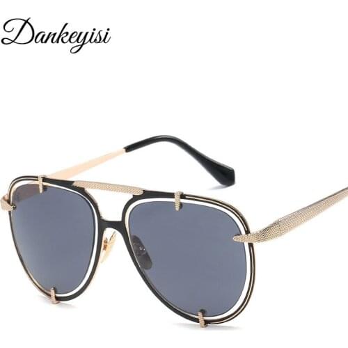 DANKEYISI Sunglasses Men Women Metal Wrap Eyeglasses Pilot Shades Brand Designer Sun Glasses Mirror High Quality UV400 2017