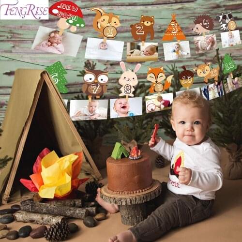 Woodland Photo Banner 1st Birthday Banner Happy Birthday Banner Safari Party Jungle Animal Birthday Party Decor Kids Baby Shower