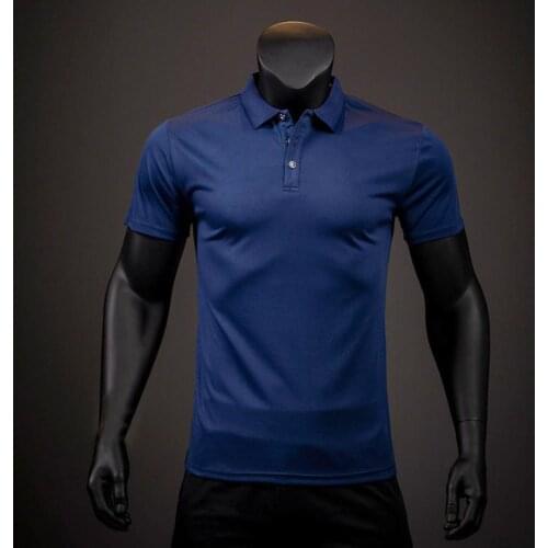 Turn-down Collar Men T-shirt Solid Color Thin Buttons Short Sleeve Summer Shirt Moisture Wicking Skin-friendly Pullover Top