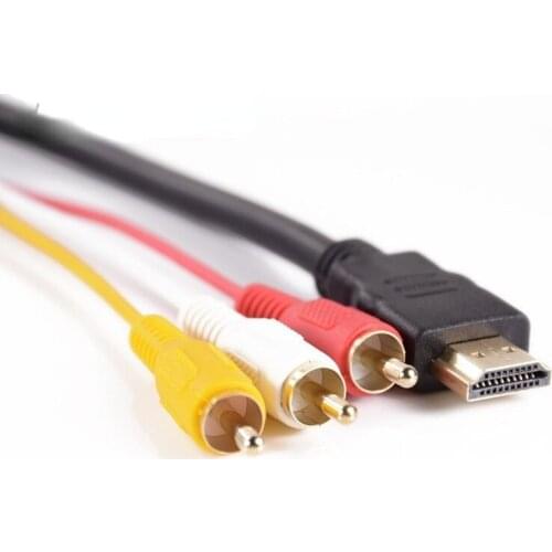 Gold Plated HD 1080P Cable Adapter Device HDMI-Compatible Male To 3 RCA AV Composite Male Adapter Cable 1080P for HDTV STB