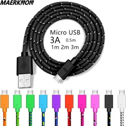 Micro USB Cable 2m 3m 2.4A Fast Charging USB Microusb Data Mobile Phone Cable for Samsung S6 S7 Huawei HTC Android Tablet Cable