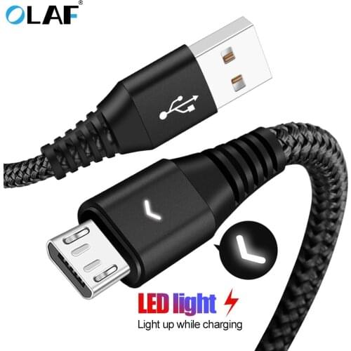 Olaf Micro USB Cable LED Light 2.4A Fast Charging microusb data cable cord for samsung s7 s6 xiaomi android mobile phone cables