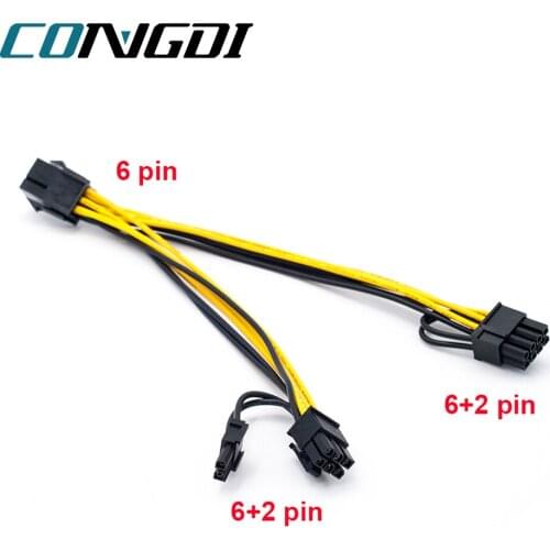 PCI-E 6-pin to Dual 6+2-pin (6-pin/8-pin) Power Splitter Cable Graphics Card PCIE PCI Express 6Pin to Dual 8 Pin Power Cable