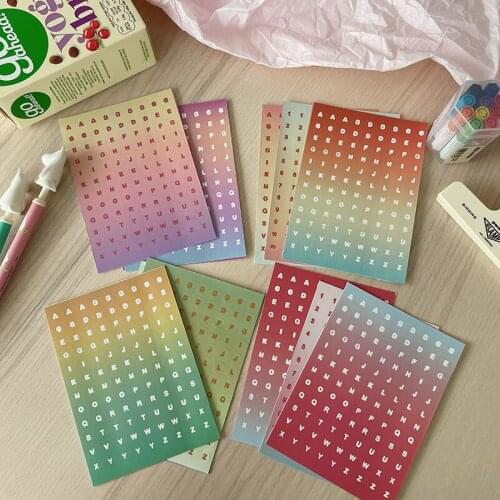 3pcs Cute Glitter Gradient Letter Number Stickers Decoration Scrapbooking Base Collage Diary Album Korean Stationery Sticker