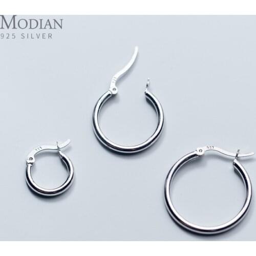 Modian Charm Simple Real 925 Sterling Silver Big Round Hoop Earrings For Women Fashion Classic Wedding Sterling Silver Jewelry