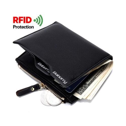 Fashion Men Wallet Anti-theft RFID Top Quality PU Leather Purse Card Case Mony Bag Male Zipper Casual Wallet