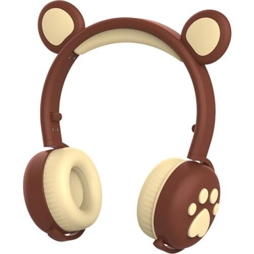 Cartoon Noise Cancelling ABS Call LED Light Up Bluetooth Headphone Lighting Wireless Over Ear USB Rechargeable Cute Bear Shaped