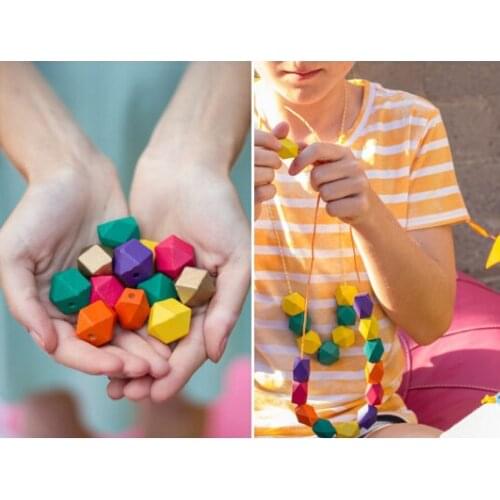 We accept custom Minimalist DIY Geometric Painted Wooden Bead Necklace 100pcs/lot