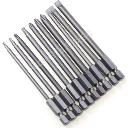 100mm Magnetic Torx Screwdriver Bi Set 1/4" Hex Shank S2 Slotted Phillips PH2 Flat Head Electric Drill Bit Tool Set