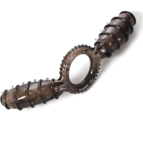 Men Shaped Stimulus Crystal Set Bold Condom Set Two Vibrating Penis Massage Stimulation sex toys for Male time delay ejacula ae1