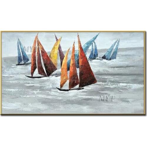 A Boat Anchored On The Shore Handmade Oil Painting Abstract Wall Art Paintings Artwork Wall Pictures For Living Room Decor