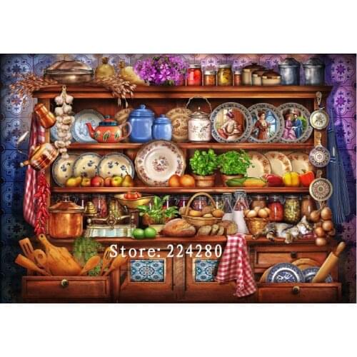 New Needlework,Embroidery,DIY Retro Kitchen Shelf 14CT Unprinted Cross stitch kits,Art Scenery Pattern Cross-Stitching decor
