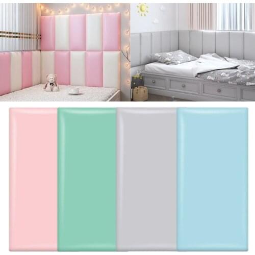 Solid Color Self-Adhesive Wall Stickers Headboard Soft Bag Anti-Collision Thicken Soft Stickers Imitation Bag Bed Wall Stickers