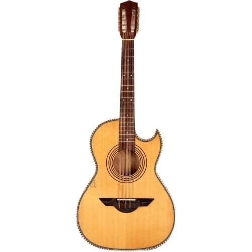High gloss natural color 10 string acoustic guitar electric folk guitar with classic guitar head rosewood and sapele